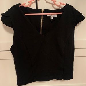 Womens lucyparis black crop top with gold zippered back size small
